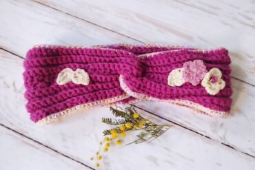 Bandeau cheveux fuchsia jaune fleuri