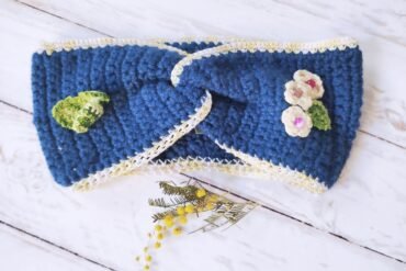 Bandeau cheveux bleu jaune fleuri