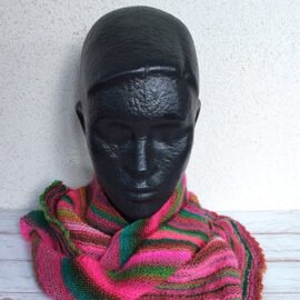 Écharpe rose verte tricot