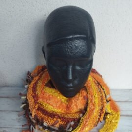 Écharpe jaune orange tricot